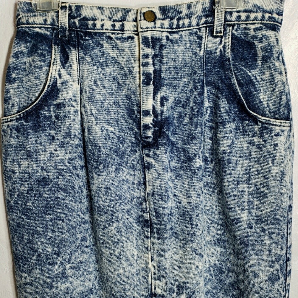 Vintage 14-15 Denim Jean Pencil Skirt Pinup Rock - Picture 5 of 8